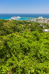 Image showing Caribbean beach on the northern coast of Jamaica, near Dunn\'s River Falls and town Ocho Rios.