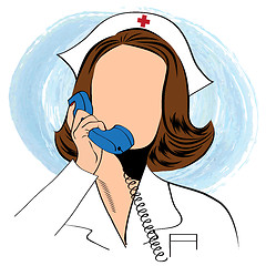 Image showing Beautiful friendly and confident nurse  talking by phone