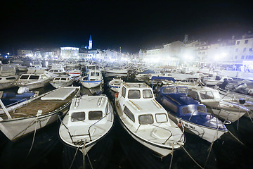 Image showing Marina in Rovinj at night