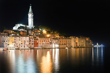 Image showing Saint Eufemia bell tower at night