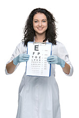 Image showing male ophthalmologist with eye chart