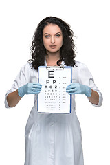 Image showing male ophthalmologist with eye chart