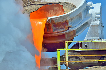 Image showing steel is poured into the slag dump