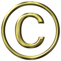 Image showing 3D Golden Copyright Symbol