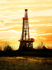 Image showing Drilling rig at sunset