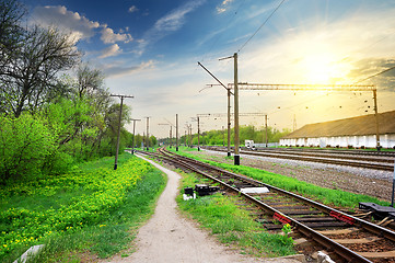 Image showing Poles on a railway