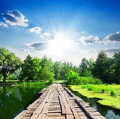 Image showing Bridge and silent river