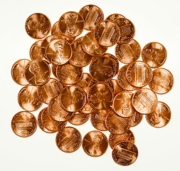 Image showing Retro look Dollar coins 1 cent wheat penny cent