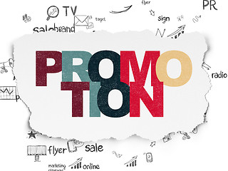 Image showing Advertising concept: Promotion on Torn Paper background