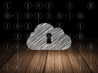 Image showing Cloud computing concept: Cloud With Keyhole in grunge dark room