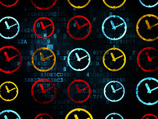 Image showing Time concept: Clock icons on Digital background