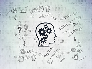 Image showing Education concept: Head With Gears on Digital Paper background