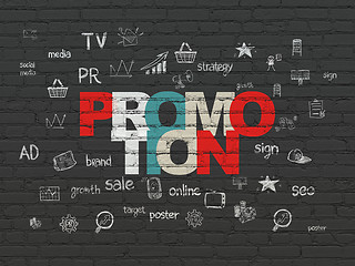 Image showing Advertising concept: Promotion on wall background
