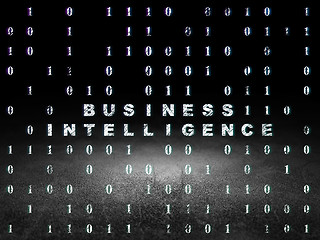 Image showing Business concept: Business Intelligence in grunge dark room