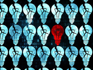Image showing Finance concept: light bulb icon on Digital background
