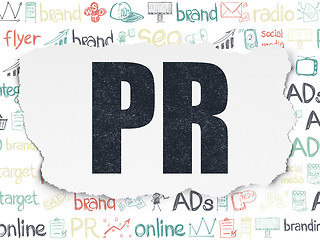 Image showing Advertising concept: PR on Torn Paper background