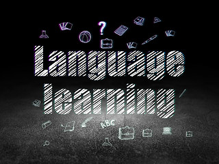 Image showing Education concept: Language Learning in grunge dark room