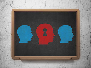 Image showing Education concept: head with keyhole icon on School Board background