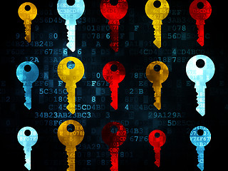 Image showing Protection concept: Key icons on Digital background