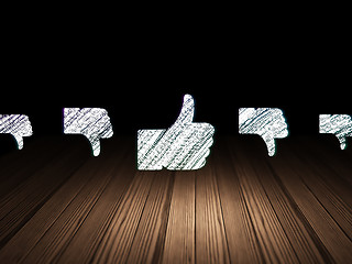 Image showing Social network concept: thumb up icon in grunge dark room