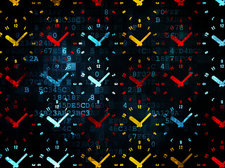 Image showing Time concept: Clock icons on Digital background