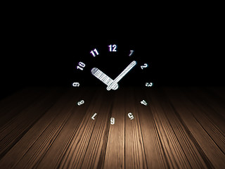 Image showing Time concept: Clock in grunge dark room