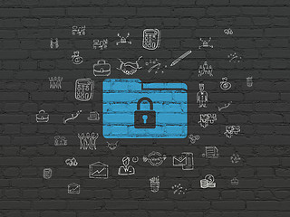 Image showing Business concept: Folder With Lock on wall background