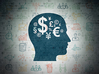 Image showing Business concept: Head With Finance Symbol on Digital Paper background