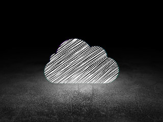 Image showing Cloud computing concept: Cloud in grunge dark room