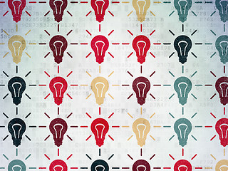 Image showing Business concept: Light Bulb icons on Digital Paper background