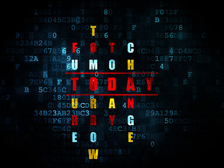 Image showing Time concept: word Today in solving Crossword Puzzle