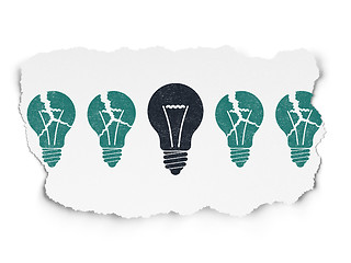 Image showing Business concept: light bulb icon on Torn Paper background
