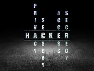 Image showing Protection concept: word Hacker in solving Crossword Puzzle