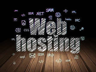 Image showing Web design concept: Web Hosting in grunge dark room