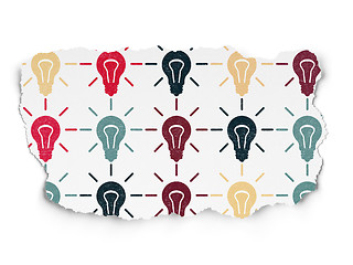 Image showing Business concept: Light Bulb icons on Torn Paper background