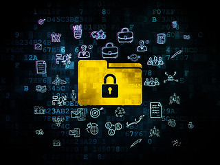 Image showing Business concept: Folder With Lock on Digital background