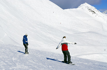 Image showing Mountains snowboarding