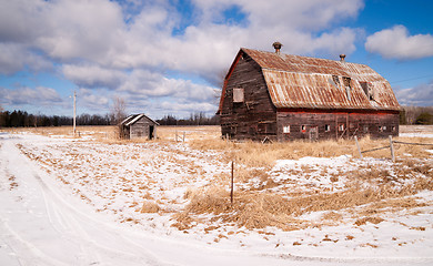 Image showing Farm Field Forgotten Barn Decaying Agricultural Structure Ranch 