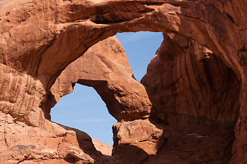 Image showing Arches National Park Rock Formations Double Window Arch