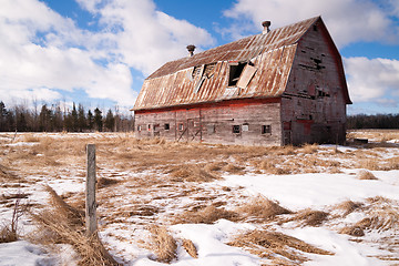 Image showing Farm Field Forgotten Barn Decaying Agricultural Structure Ranch 