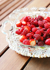 Image showing Raspberries and strawberries