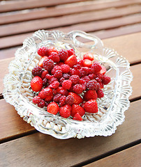 Image showing Raspberries and strawberries