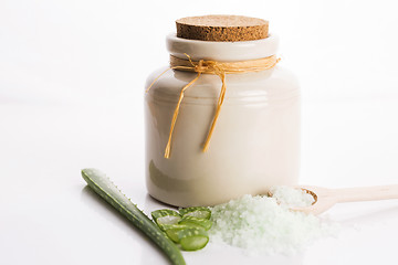 Image showing aloe vera and sea salt