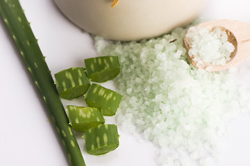 Image showing aloe vera and sea salt