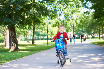 Image showing boy on the bicycle at Park