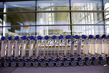 Image showing Luggage carts airport