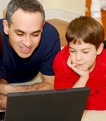 Image showing Father son computer