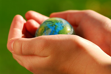 Image showing Hands globe