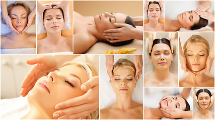 Image showing women having facial treatment in spa salon
