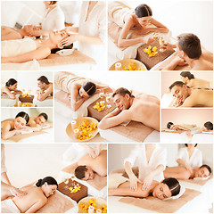 Image showing happy family couple in spa salon